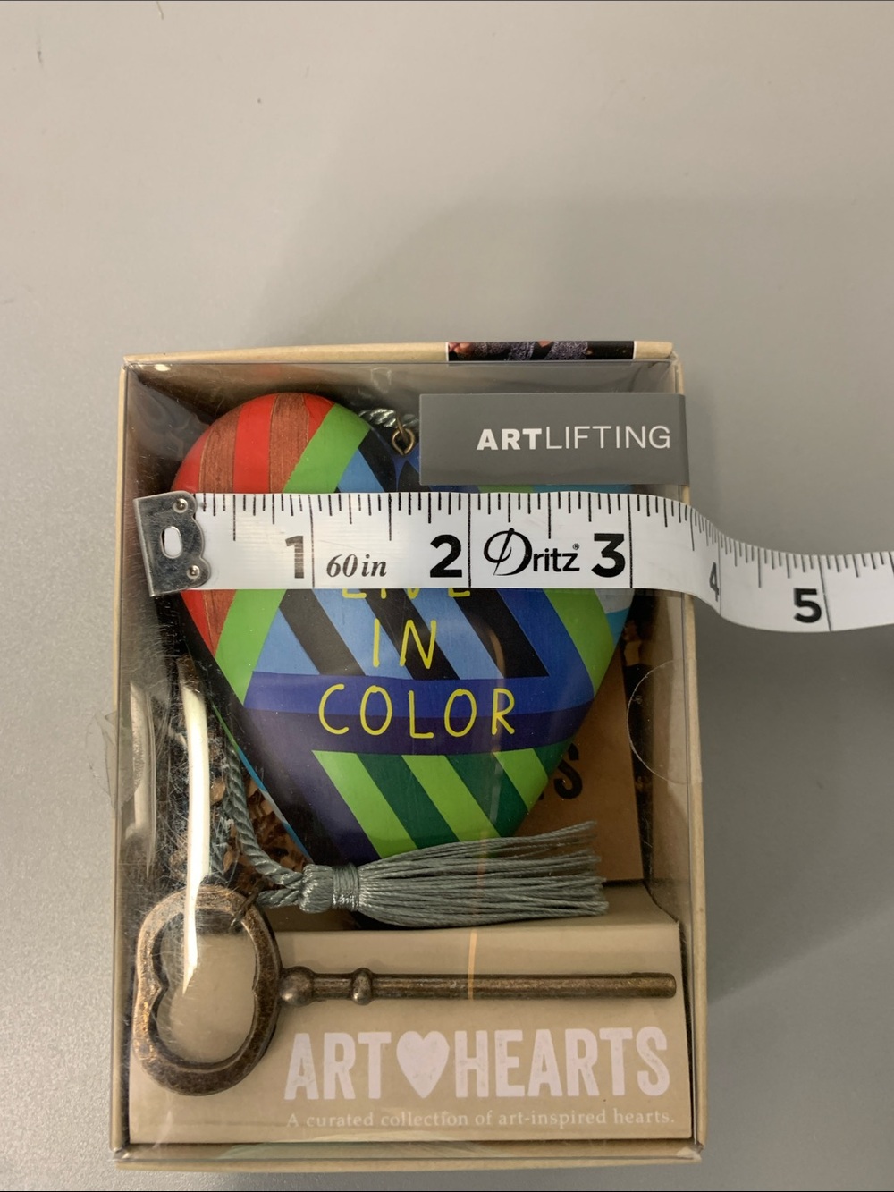 Demdaco “LIVE IN COLOR”Multicolor Hanging or Sitting  Heart w/ Tassel - Picture 6 of 8